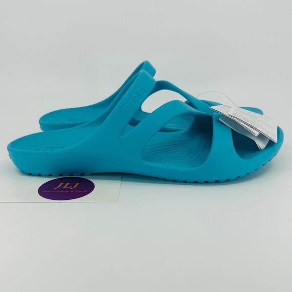 Crocs Women's Kadee II Slip On Lightweight Comfort Sandals Aqua 206756 Size 8 - Picture 1 of 11